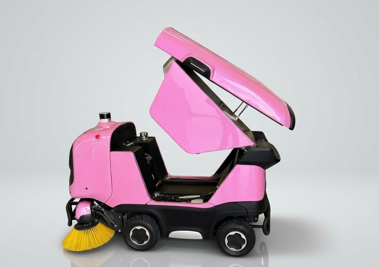 Sweeper A302 cu capacele ridicate, acces la interior