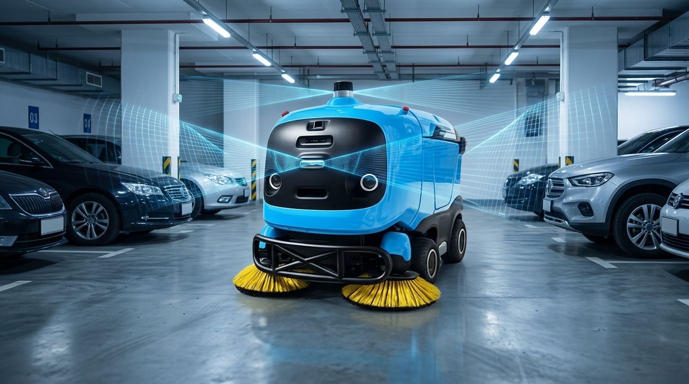 Sweeper A302-1 scanează parcarea cu LiDAR